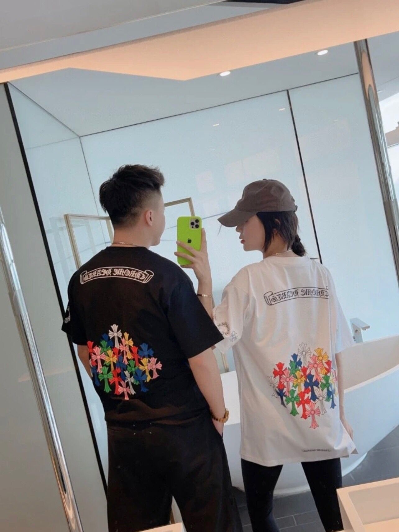 ★クロムハーツ★マルチカラークロス 男女兼着 半袖 Tシャツ