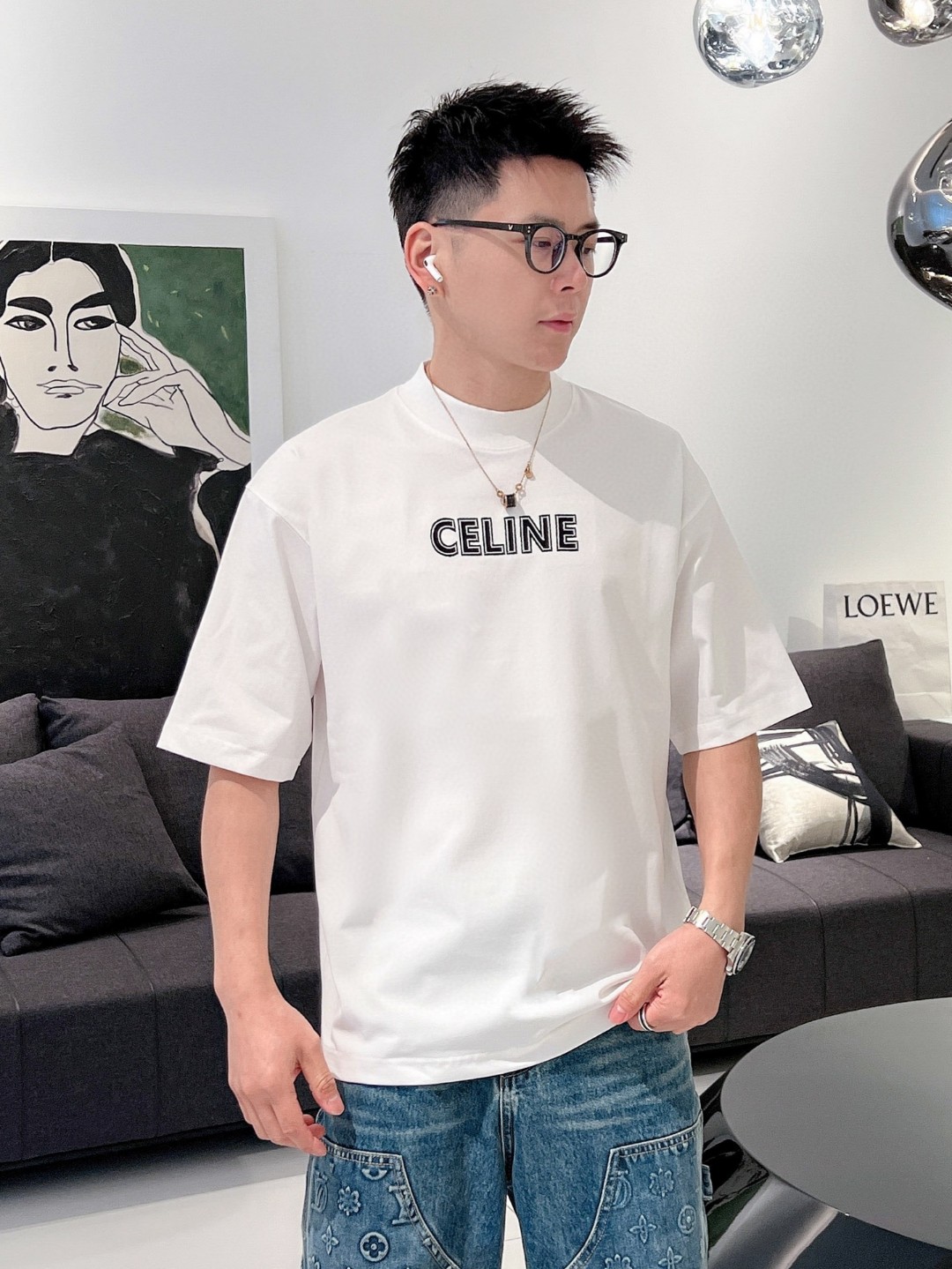 新品セリーヌ 半袖 Tシャツ トップス  メンズ