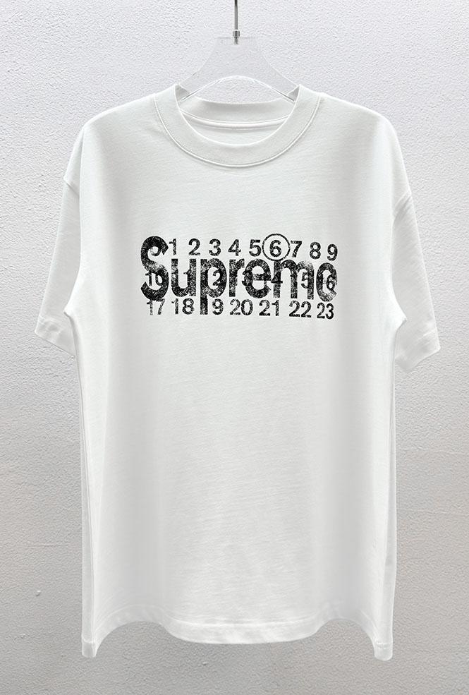 Supreme × MM6 Maison Margiela ボックスロゴTシャツ ホワイト /OS落肩/トロンプルイユデザイン 2507