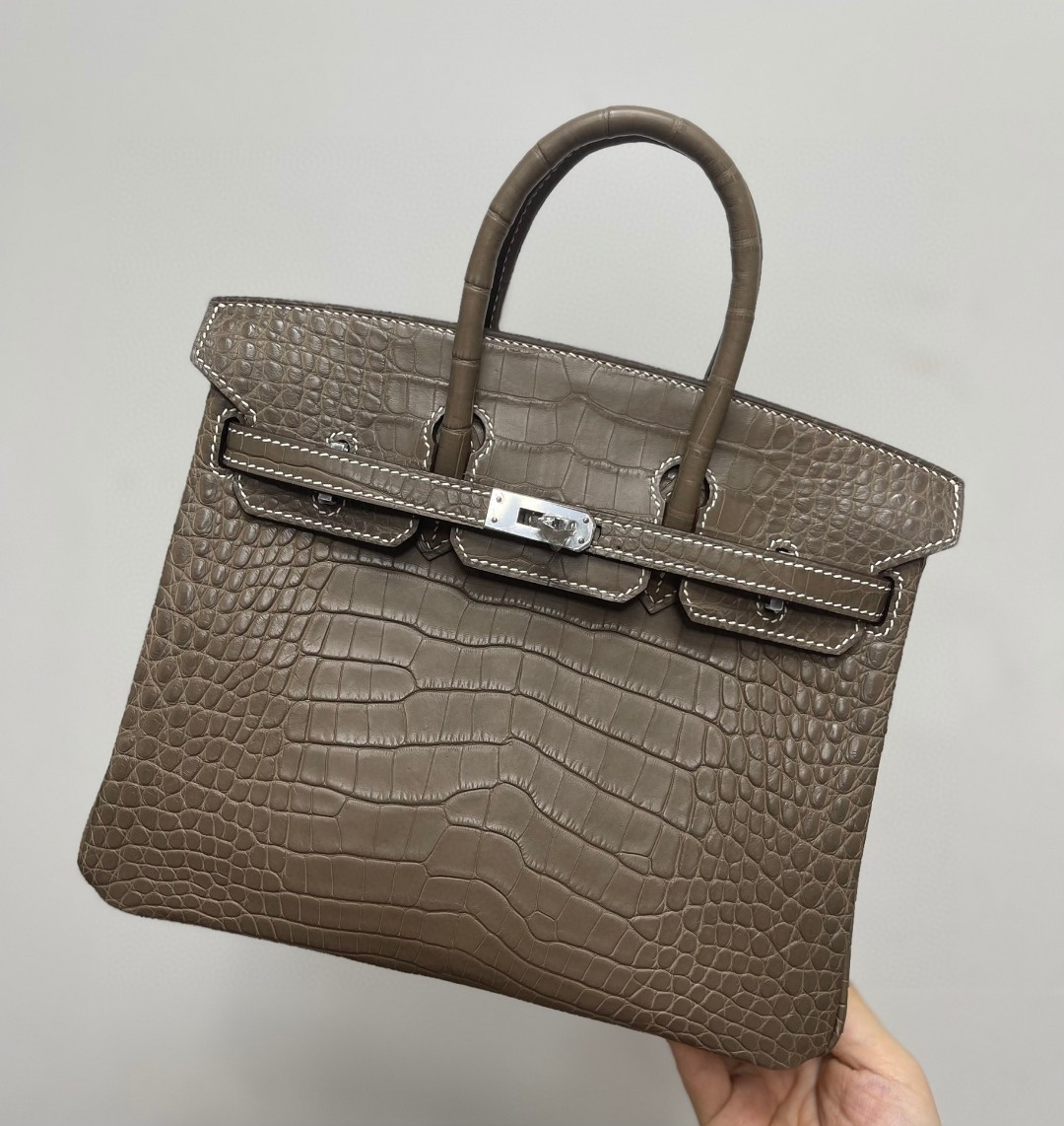 TOPエルメス Beeswax thread全手作り バーキン25 写真色/金具シルバー